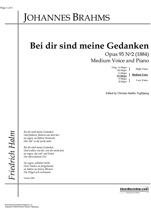 Bei dir sind meine Gedanken Op.95 No. 2