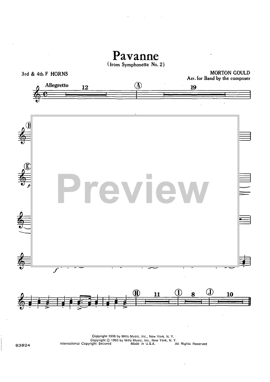 Pavanne (from Symphonette No. 2) - Horns 3 & 4 in F