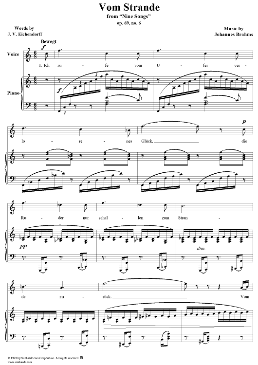 Vom Strande - No. 6 from "Nine Songs" Op. 69