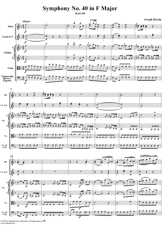 Symphony No. 40 in F major (Hob1/40) - Full Score