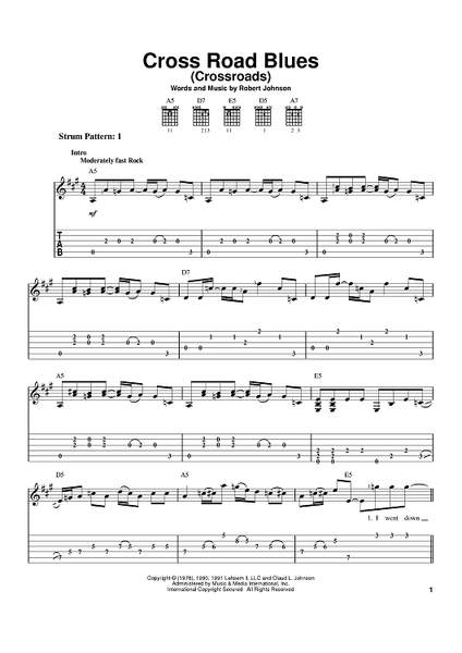 Cross Road Blues (Crossroads) by Robert Johnson - Piano, Vocal, Guitar -  Digital Sheet Music
