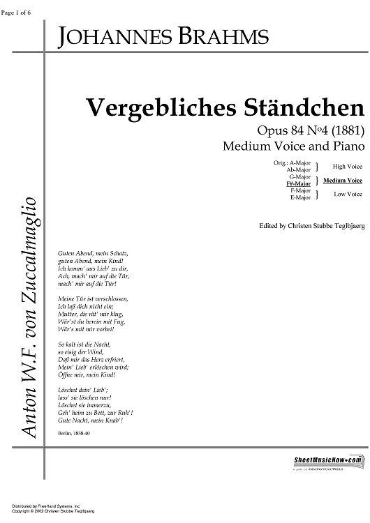 Vergebliches Ständchen Op.84 No. 4