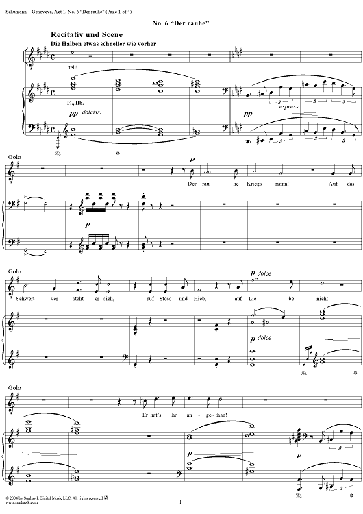 Genoveva, Op. 81, Act 1, No. 6: "Der rauhe" - Score