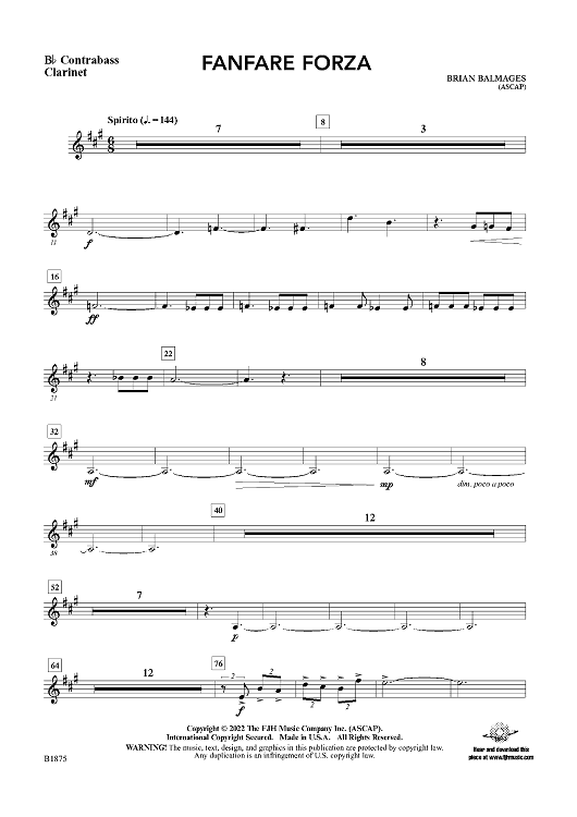 Fanfare Forza - Bb Contra Bass Clarinet