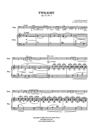 Twilight, Op. 21, No. 3 - Piano Score