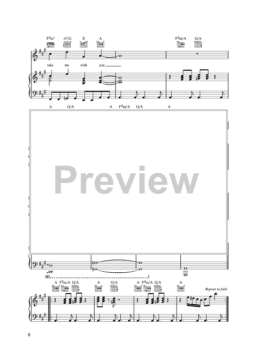 Take Me With U (Guitar Chords/Lyrics) - Print Sheet Music Now