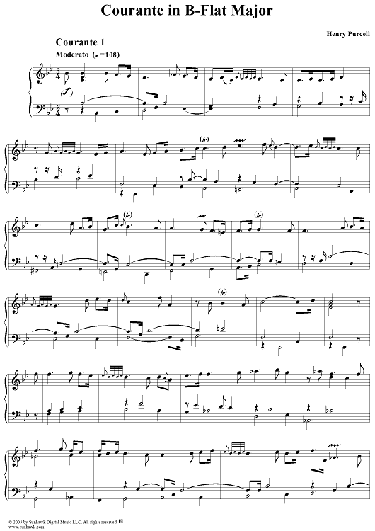 Courante I and II in B-Flat Major