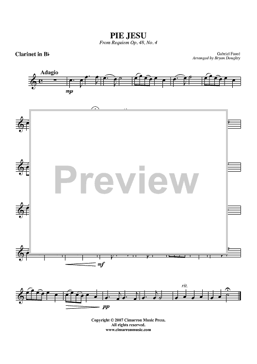 Pie Jesu - Clarinet in B-flat