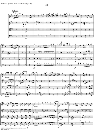 Op. 18, No. 2, Movement 3 - Scherzo - Allegro - Score