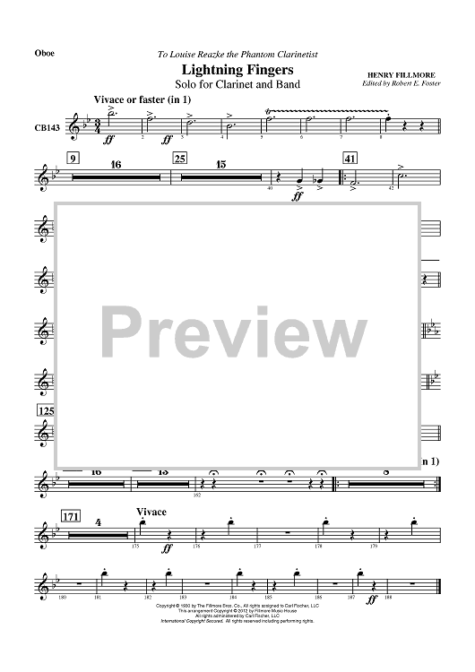 Lightning Fingers - Solo for Clarinet and Band - Oboe