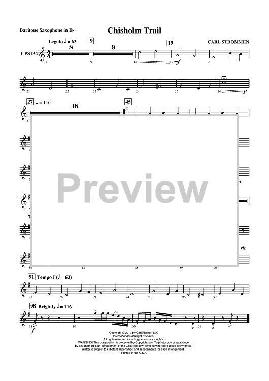 Chisholm Trail - Baritone Sax