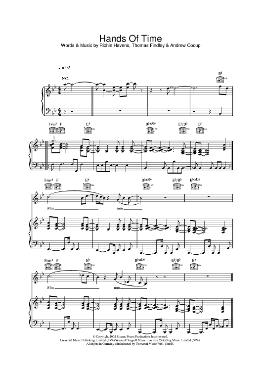 Hands Of Time Sheet Music by Groove Armada for Piano Vocal