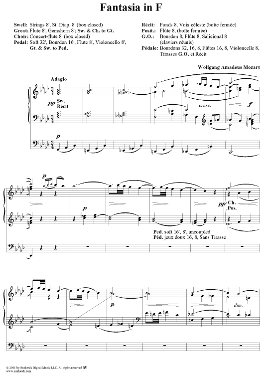 Fantasia in F, organ