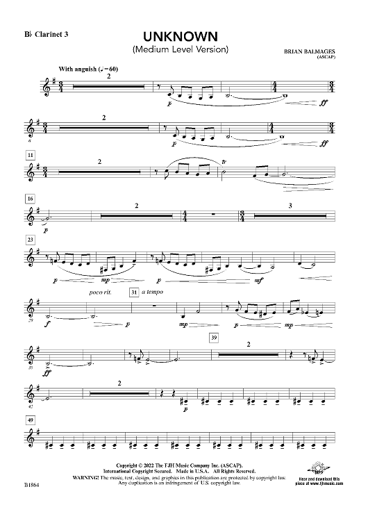Unknown (Medium Level Version) - Bb Clarinet 3