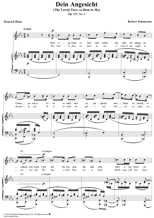 Dein Angesicht, Op. 127, No. 2