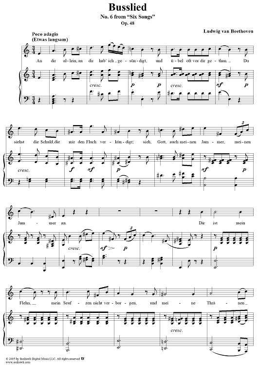 Busslied, No. 6 from "Six Songs", Op. 48