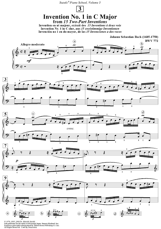 Invention No. 1 in C Major, BWV 772 - from 15 Two-Part Inventions