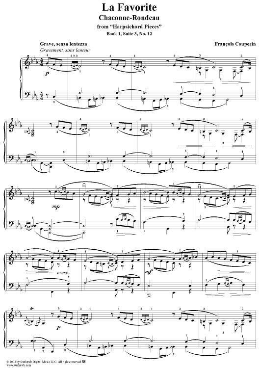 Harpsichord Pieces, Book 1, Suite 3, No. 12: La Favorite