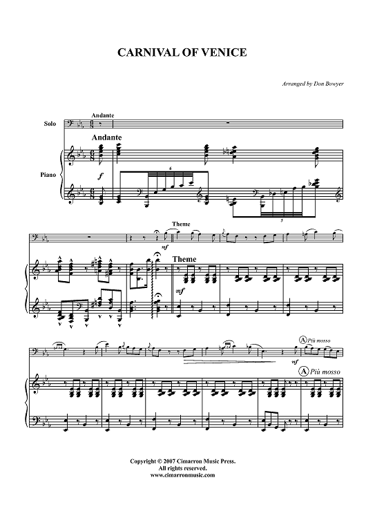 Carnival of Venice - Piano Score