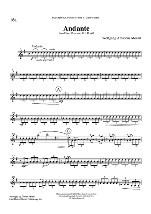 Andante - from Piano Concerto #21, K. 467 - Part 2 Clarinet in Bb