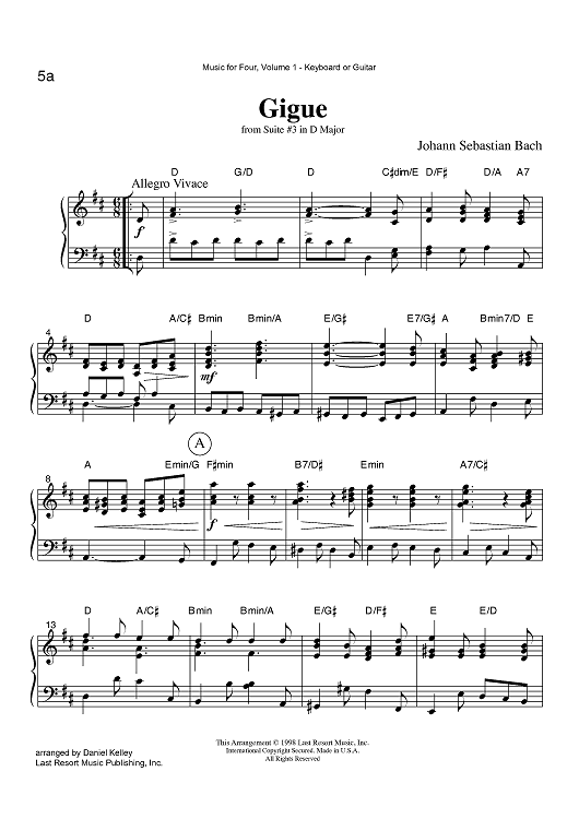 Gigue - from Suite #3 in D Major - Keyboard or Guitar