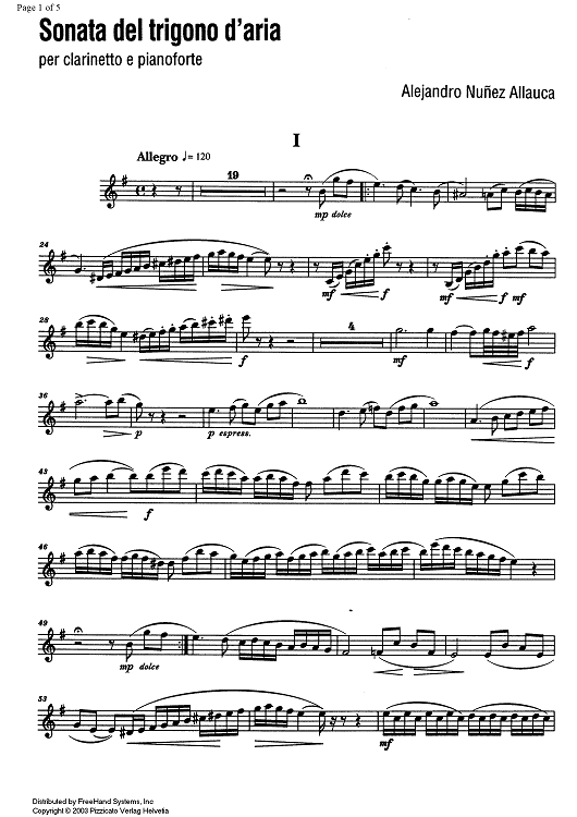 Sonata del trigono d'aria - Clarinet in B-flat