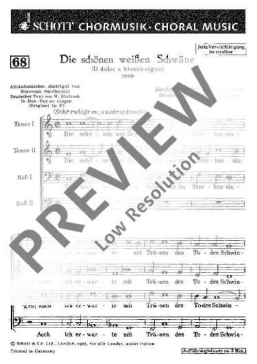 Die schönen weißen Schwäne - Choral Score