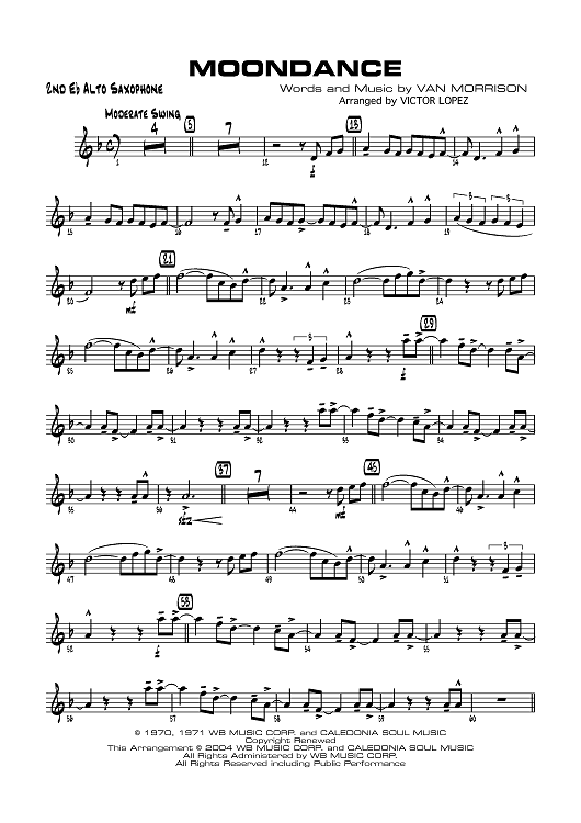 Moondance - E-flat Alto Saxophone 2" Sheet Music for Jazz Ensemble - Sheet  Music Now