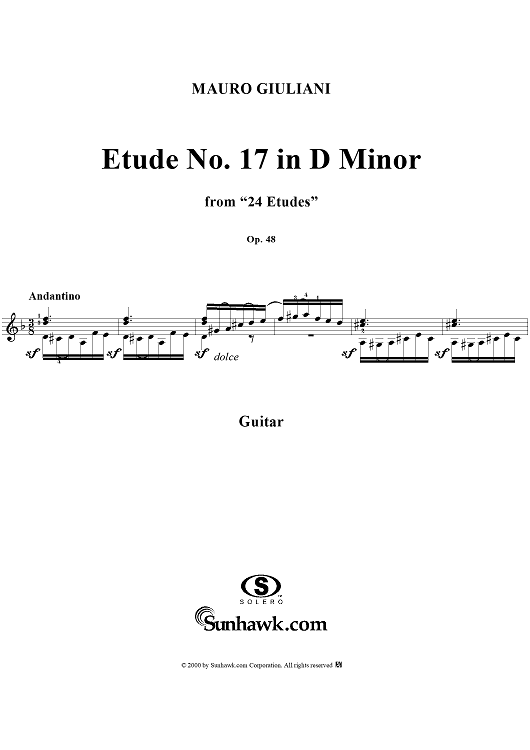 Etude No. 17 in D minor - From "24 Etudes"  Op. 48