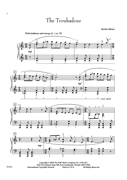The Troubadour" Sheet Music for Piano Sheet Music Now