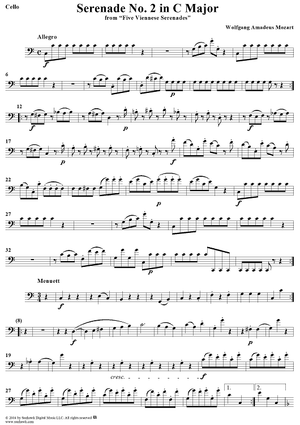 Serenade No. 2 in C Major from "Five Viennese Serenades" - Cello