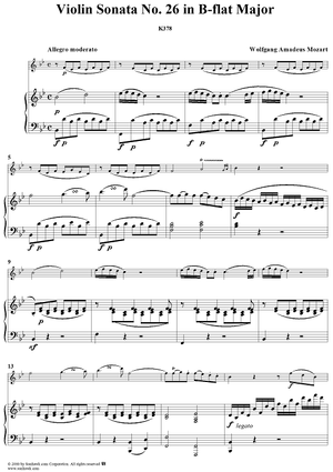 Violin Sonata No. 26 in B-flat Major, K317d - Full Score