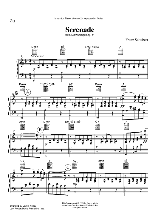 Serenade - from Schwanengesang, #4 - Keyboard or Guitar