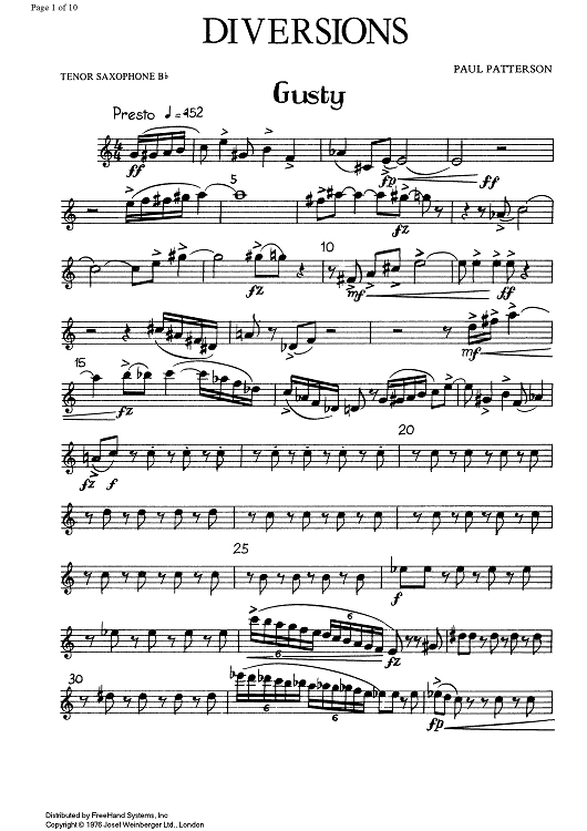 Diversions - B-flat Tenor Saxophone