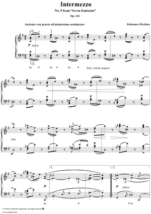 Intermezzo  No. 5 from "Seven Fantasias" Op. 116