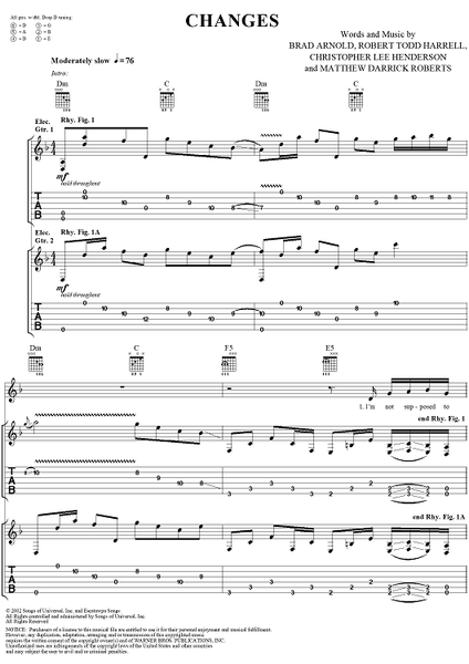 Behind Those Eyes" Sheet Music by 3 Doors Down for Guitar Tab - Sheet  Music Now