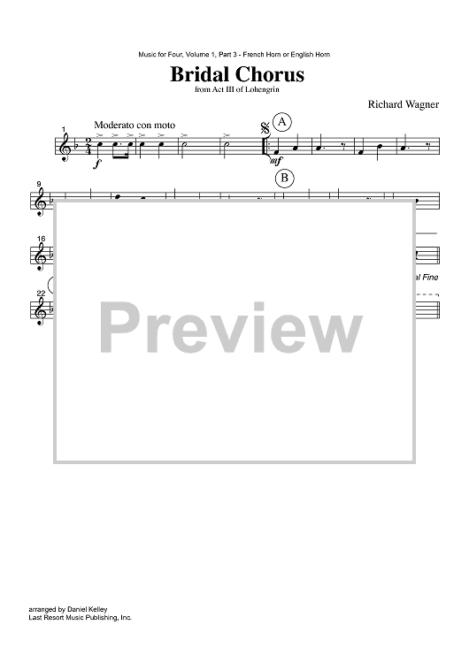 Bridal Chorus - from Act III of Lohengrin - Part 3 Horn or English Horn in F