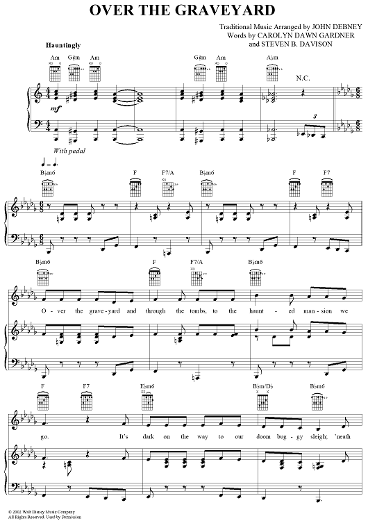 Over The Graveyard" Sheet Music For Piano/Vocal/Chords - Sheet Music Now