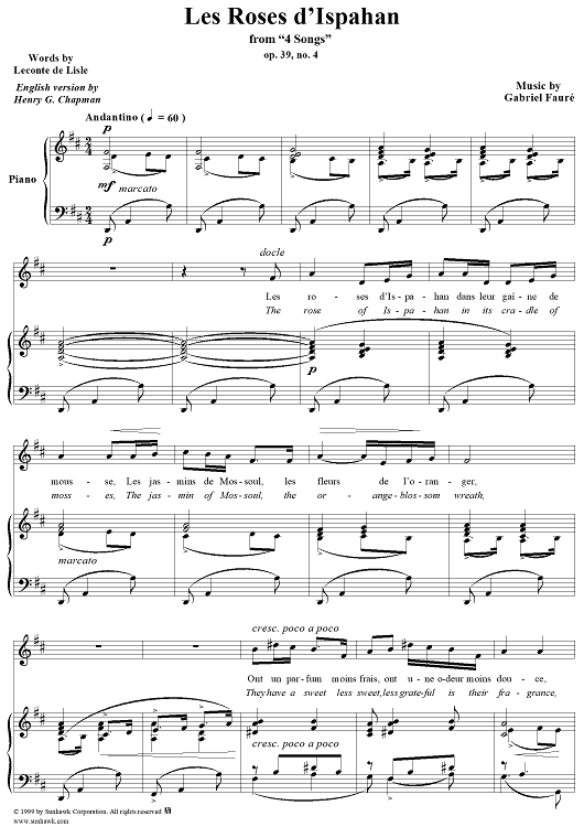 Roses d'Ispahan, Les - No. 4 from "4 Songs" op. 39