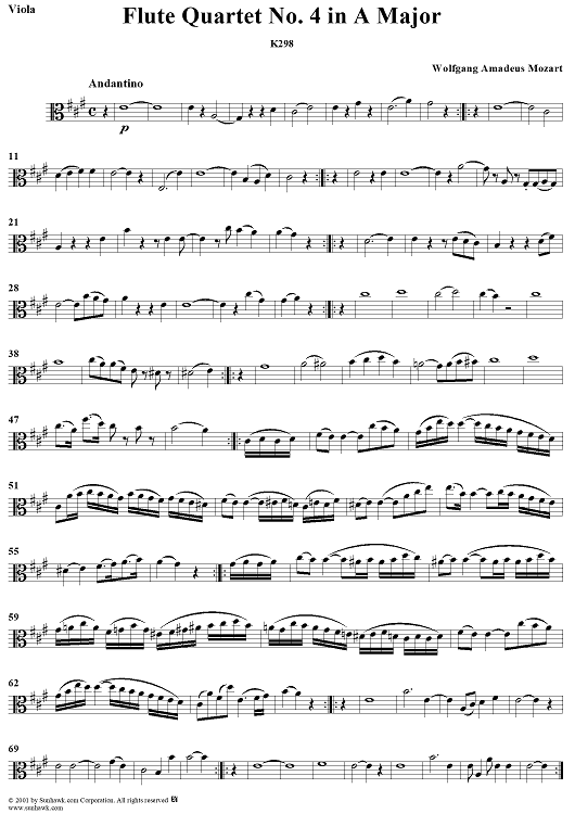 Flute Quartet No. 4 - Viola