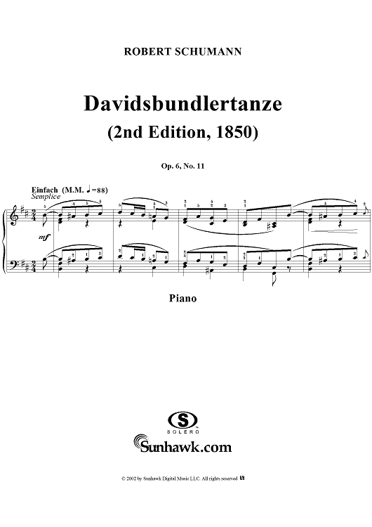 Davidsbündlertänze, Op. 6, No. 11 (2nd Edition, 1850)