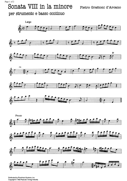 Sonata No. 8 a minor - Parts