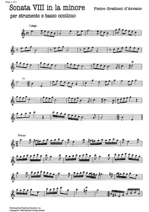 Sonata No. 8 a minor - Parts