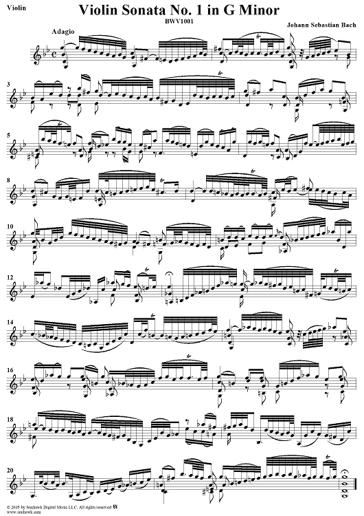 Concerto No.1 in A Minor - Bach Sheet music for Violin (Solo