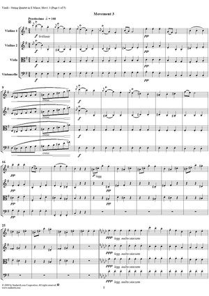 String Quartet in E Minor, Movement 3 - Score