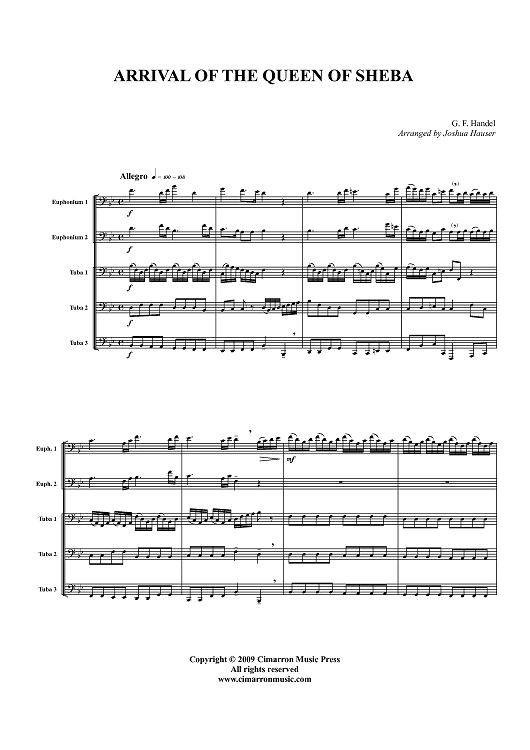 Arrival Of The Queen Of Sheba - Score