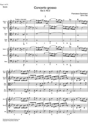 Concerto Grosso Op. 3 No. 2 - Score