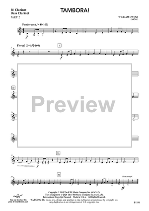 Tambora! - Bb Clarinet, Bass Clarinet Part 2