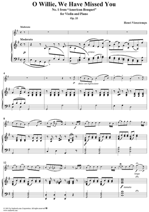 American Bouquet, No. 1: O Willie, We Have Missed You - Piano Score