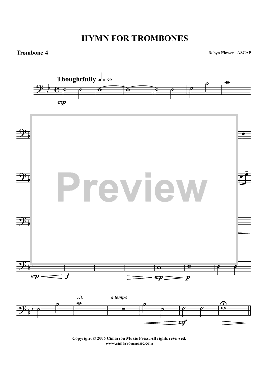 Hymn for Trombones - Trombone 4